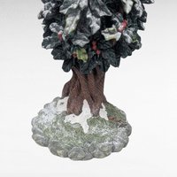 Vintage Dept 56 Village Holly Tree Figurine 7 Inch With Box, D56 Christmas Landscape Accessory, Winter Diorama Decor Gift
