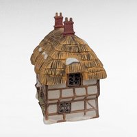 Vintage 1985 Dept 56 Dickens Village Thatched Roof Cottage Lighted House With Box & Cord, D56 Christmas Collectible English Decor