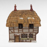 Vintage 1985 Dept 56 Dickens Village Thatched Roof Cottage Lighted House With Box & Cord, D56 Christmas Collectible English Decor
