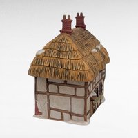 Vintage 1985 Dept 56 Dickens Village Thatched Roof Cottage Lighted House With Box & Cord, D56 Christmas Collectible English Decor