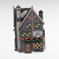 Vintage 1993 Dept 56 Dickens Village Kingsford's Brew House #5811-4 Lighted Porcelain House With Box, D56 Christmas Pub Decor