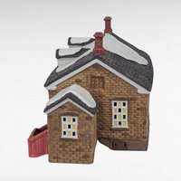 Vintage 1992 Dept 56 New England Village Stony Brook Town Hall #5644-8 Lighted Porcelain Building, D56 Christmas Collectible