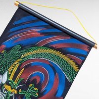 Vintage Japanese Dragon Tiger Velvet Handpainted Scroll Wall Art