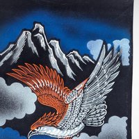 Vintage Japanese Tiger Eagle Velvet Handpainted Scroll Wall Art