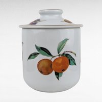 Vintage 1961 Royal Worcester Evesham Gold Canister with Lid, 6 Inch Porcelain Storage Jar, English China Kitchen Decor