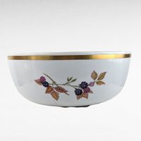 Vintage 1961 Royal Worcester Evesham Gold Large Salad Bowl, 10.25 Inch English Porcelain Serving Bowl, Fruit Pattern China