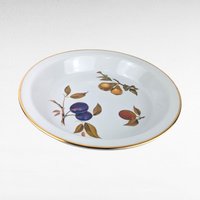 Vintage Royal Worcester Evesham Gold Pie Baker, 10.5 Inch Porcelain Quiche Dish, English China Oven to Table Bakeware