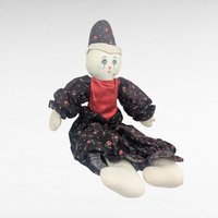 Vintage Handmade Cloth Clown Doll, 20 Inch Soft Fabric Jester Figurine, Collectible One of a Kind Folk Art Toy