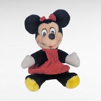 Vintage Minnie Mouse Plush with Red Polka Dot Dress, 7 Inch Classic Disney Stuffed Animal Toy, Collectible Cartoon Character