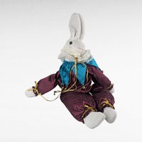 Vintage Beau Jester Bunny Plush, Limited Edition Harlequin Bunny Shelf Sitter, Whimsical Nursery Decor, Collectible Stuffed Animal