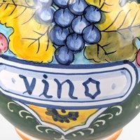 Vintage Italian Pottery Vino Pitcher, Hand Painted Ceramic Wine Carafe with Grape Motif, Made in Italy, Tuscan Kitchen Decor, Rustic Barware