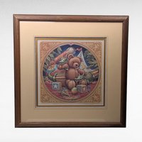 Vintage 1990 Randal Spangler Signed, Numbered, Framed Print, The Draglings Story, Teddy Bear, Fantasy Art. Collectible Wall Decor