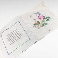 Vintage Handmade Cottontail Corner Cloth Book, 1980s Fabric Soft Book for Baby, Bunny Rabbit Nursery Toy