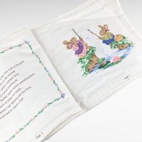 Vintage Handmade Cottontail Corner Cloth Book, 1980s Fabric Soft Book for Baby, Bunny Rabbit Nursery Toy