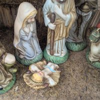 Vintage Sears Nativity Set, 3297890, Wooden Manger, Christmas Holiday Display, Collectible Christian Decor