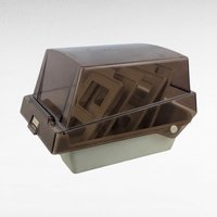 Vintage Eichner 5.25 Inch Floppy Diskette Storage Case, Smoked Plastic Lid, 4 Dividers, Computer Data Organization, Tech Nostalgia Gift