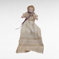 Vintage Handmade Cloth Doll with Long Lace Dress & Bonnet, Folk Art Style Fabric Doll, Traditional Nursery Decor, Collector Soft Doll