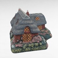 1992 Thomas Kinkade Olde Porterfield Tea Room Lighted Village House, Sculpture 599A, Collectible Painter of Light Cottage, Christmas Decor
