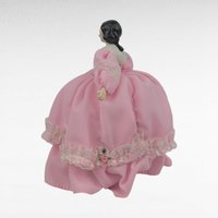 Vintage Bradley Musical Doll Plays Laura's Theme, Pink Lace Gown Lady Figurine, Collectible 6.5 Inch Plastic Head Dresser Doll