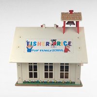 Vintage 1971 Fisher Price Play Family School House #923, Little People Schoolhouse with Bell Tower for Play or Nursery Decor