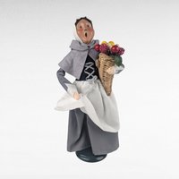 Vintage 1997 Byers' Choice Caroler Pilgrim Woman with Fruit Basket, Signed Thanksgiving Colonial Figure