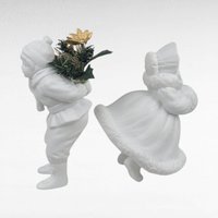 Vintage Dept 56 Silhouette Skating Figurine Pair, Cheryl Johnson Bisque Porcelain, Winter Holiday Decor, Collectible Figurines