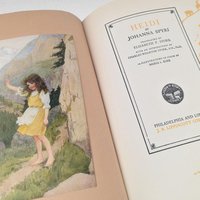 Antique 1919 Heidi Book by Johanna Spyri, Lippincott Edition with Maria L Kirk Illustrations, Vintage Blue Hardcover Childrens Classic