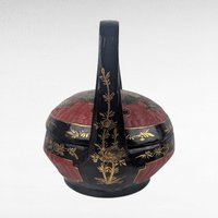 Vintage Chinese Wedding Basket, Hand Painted Red Black Gold Bamboo, Peranakan Bakul Sia Dowry Basket, Asian Home Decor