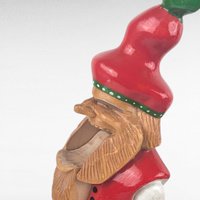 Vintage German Wood Nutcracker, Hand Carved Gnome Figure, Folk Art Elf with Red Hat, Collectible Christmas Decor, Woodland Holiday Accent