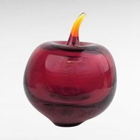 Vintage Swedish Art Glass Apple Paperweight, Red Hand Blown Glass Fruit by Konst Glass, Mid Century Modern Desk Decor, Teacher Appreciation