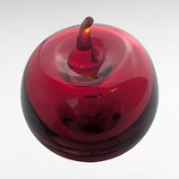 Vintage Swedish Art Glass Apple Paperweight, Red Hand Blown Glass Fruit by Konst Glass, Mid Century Modern Desk Decor, Teacher Appreciation