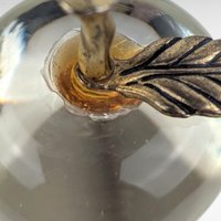 Vintage Clear Glass Apple Paperweight with Brass Stem, Crystal Art Glass Fruit, Teacher Appreciation Gift, Home Office Desk Decor
