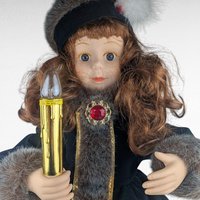 1995 Telco Animated Caroler Girl Figure 25 Inch, Light Up Motion Victorian Christmas Doll, Faux Fur Trim Dress Holiday Display