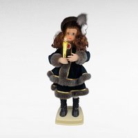 1995 Telco Animated Caroler Girl Figure 25 Inch, Light Up Motion Victorian Christmas Doll, Faux Fur Trim Dress Holiday Display