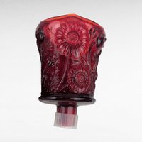 Pair Vintage Ruby Red Glass Peg Votive Candle Holders, Embossed Floral Design, 3.5 Inch, Romantic Accent, Collectible Glassware