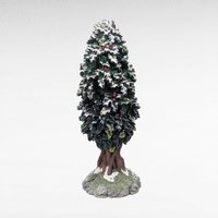 Vintage Dept 56 Village Holly Tree Figurine 7 Inch With Box, D56 Christmas Landscape Accessory, Winter Diorama Decor Gift