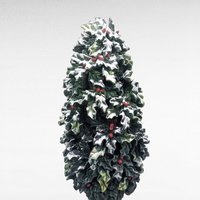Vintage Dept 56 Village Holly Tree Figurine 7 Inch With Box, D56 Christmas Landscape Accessory, Winter Diorama Decor Gift