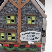 Vintage 1993 Dept 56 Dickens Village Kingsford's Brew House #5811-4 Lighted Porcelain House With Box, D56 Christmas Pub Decor
