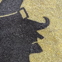 Vintage Beaded Witch Silhouette Placemat - Halloween Table Decor - Spooky Wall Hanging Centerpiece