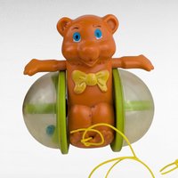 Vintage 1979 Fisher Price Bob Along Bear Pull Toy, Classic 70s Nursery Decor, Toddler Push Roller Toy, Nostalgic Gift