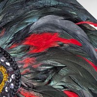 Vintage Feather Mardi Gras Mask, Black and Red Masquerade Ball Mask, Carnival Costume, New Orleans Style Wall Art, Halloween Party