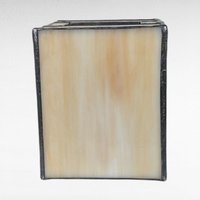 Vintage Stained Glass Tissue Box Cover Holder, Beige, Pink, Floral Design, Art Glass, Bathroom, Bedroom Decor