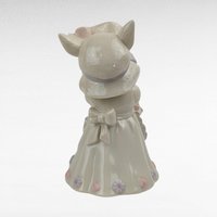 Lenox Easter Blossoms Rabbit Figurine, Vintage 2003 Bunny with Basket, Ivory Porcelain Spring Decor, Collectible Easter Bunny with Gold Trim