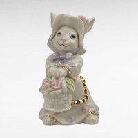 Lenox Easter Blossoms Rabbit Figurine, Vintage 2003 Bunny with Basket, Ivory Porcelain Spring Decor, Collectible Easter Bunny with Gold Trim