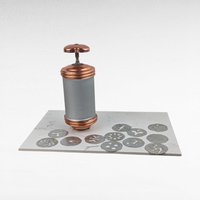 Vintage Mirro Cooky Press, Mid Century Spritz Cookie Maker, Aluminum and Copper Baking Tool, Holiday Cookie Press with 12 Disks