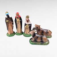 Vintage Sears Nativity Set, 11 Ceramic Figures and Wood Stable, Complete Christmas Manger Scene, Traditional Holiday Decor