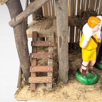 Vintage Sears Nativity Set, 11 Ceramic Figures and Wood Stable, Complete Christmas Manger Scene, Traditional Holiday Decor