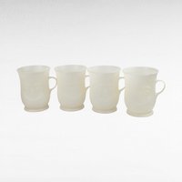 Vintage Kool-Aid Man Pitcher Set, 4 Matching Mugs, Wacky White Plastic Drinkware, 1980s Kitchen Nostalgia