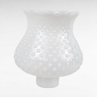 Vintage Milk Glass Hobnail Lamp Shade: Ruffled Globe