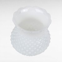 Vintage Milk Glass Hobnail Lamp Shade: Ruffled Globe